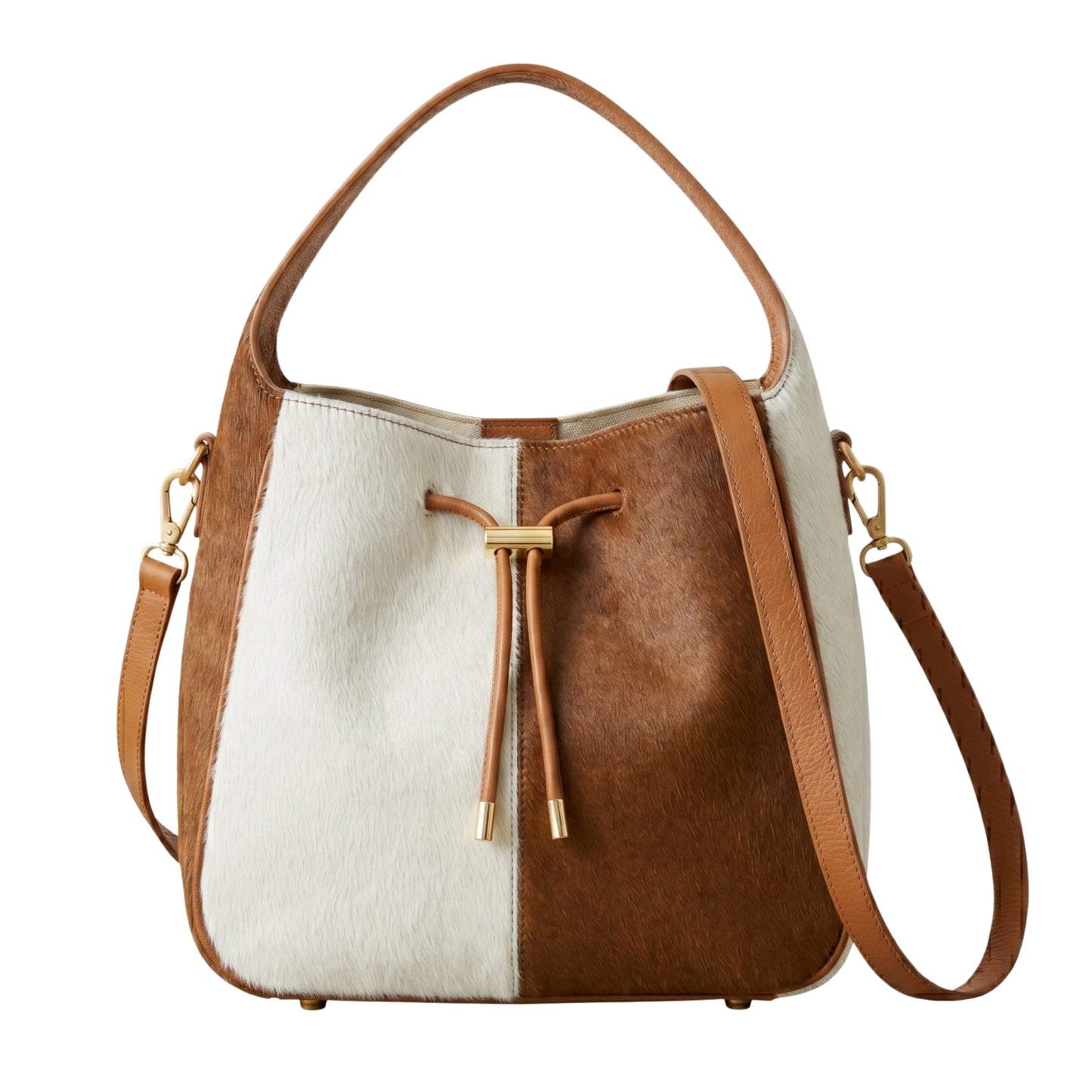 Luxury Hair-On Leather Bucket Bag – Handmade Crossbody & Shoulder Handbag