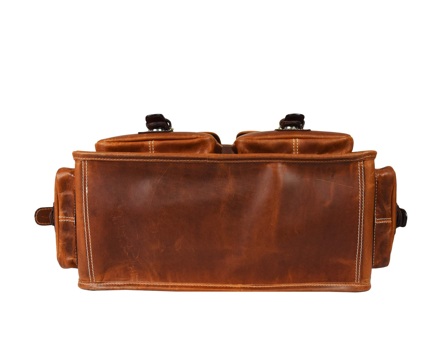 Vintage Leather Messenger Briefcase – Multi-Pocket Laptop & Office Bag