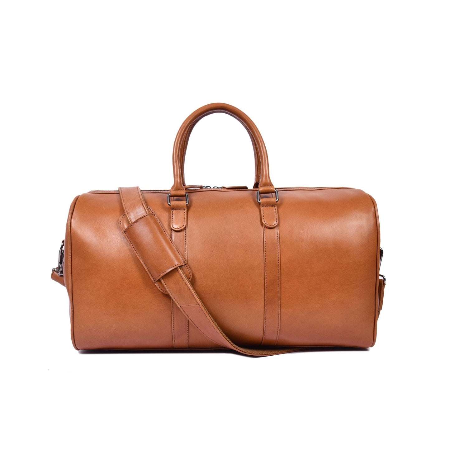 Premium Full Grain Leather Travel Duffle Bag with Shoulder Strap - Aaron Leather Goods