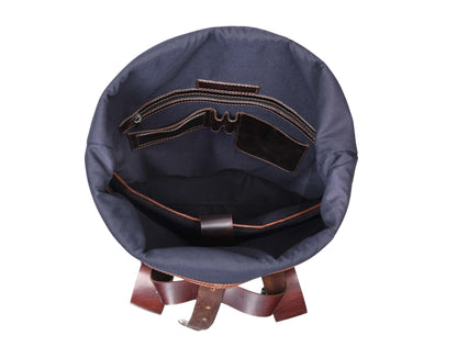 Premium Full Grain Leather Roll Top Backpack for Men & Women