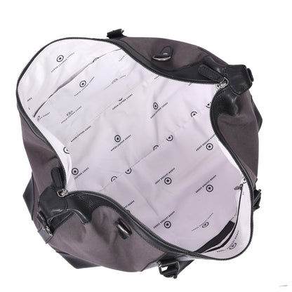 Durable Leather Canvas Weekender Duffle Bag- Grey