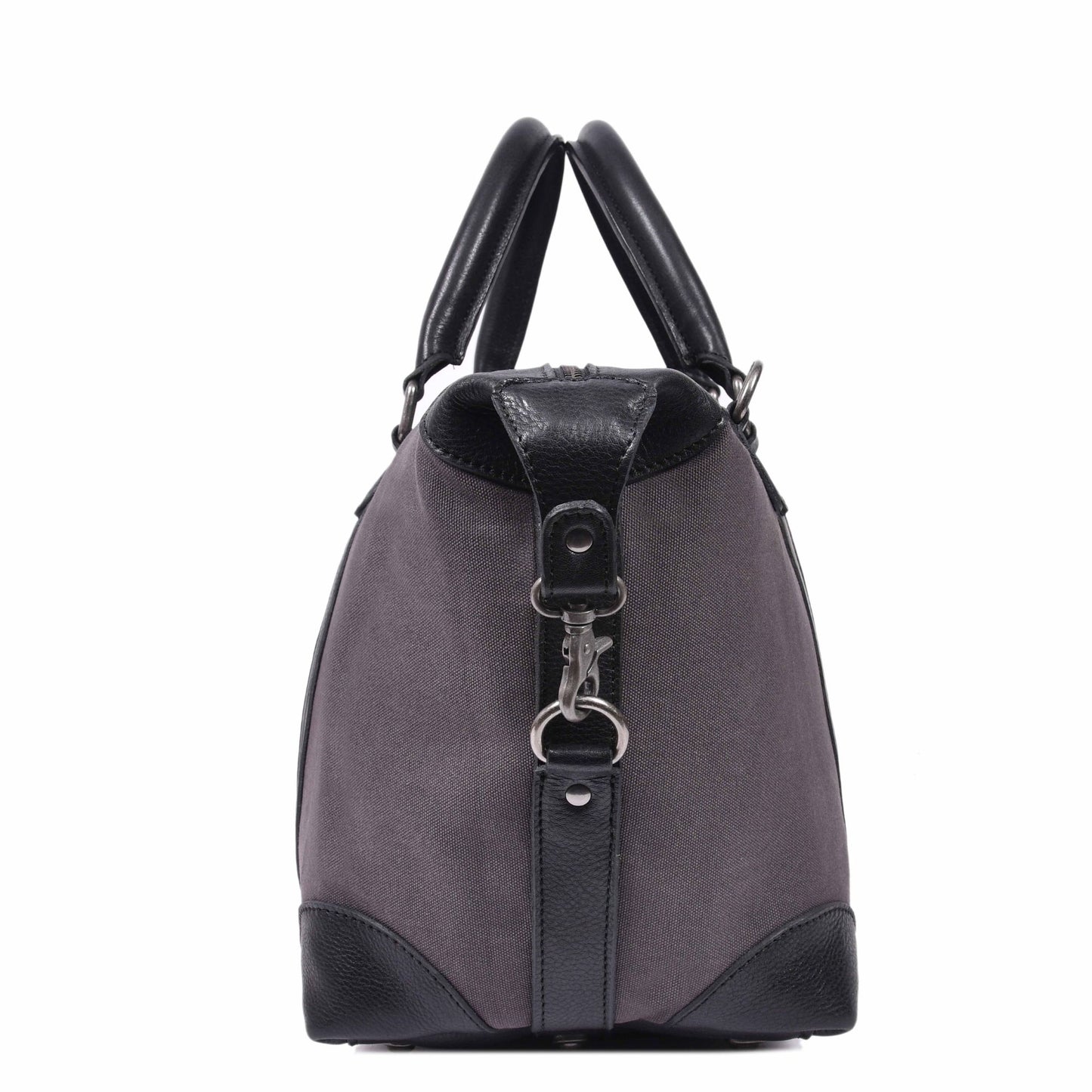 Durable Leather Canvas Weekender Duffle Bag- Grey