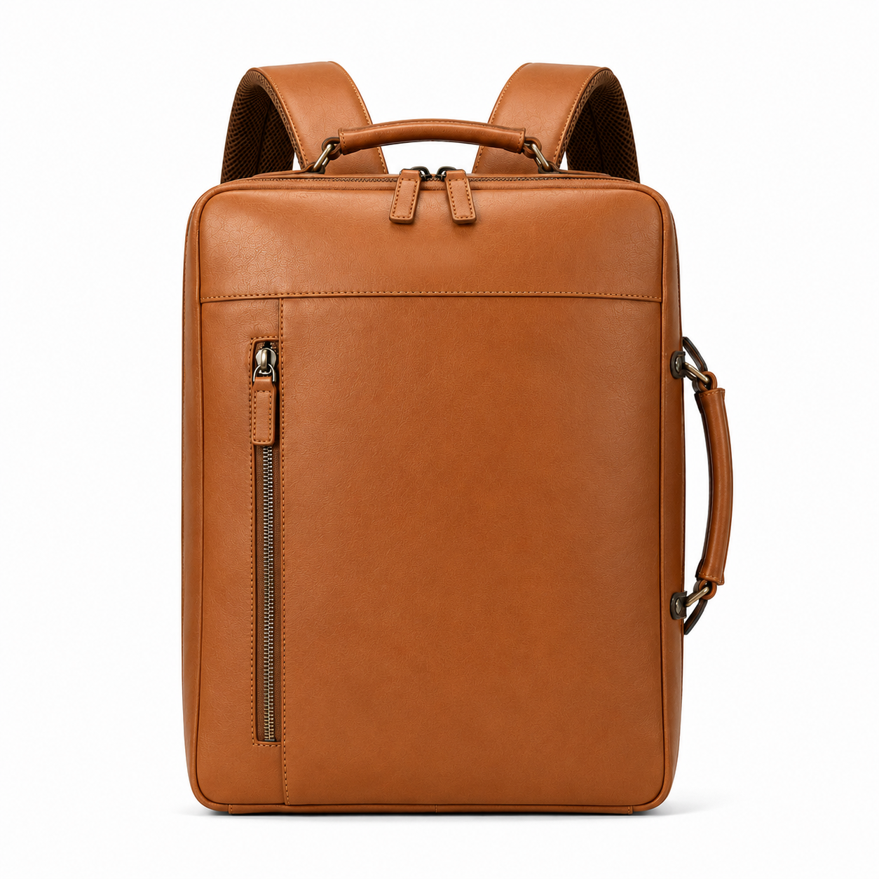 Leather Briefcase Backpack – Vintage Tan Laptop Travel Bag