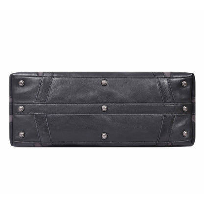 Durable Leather Canvas Weekender Duffle Bag- Grey