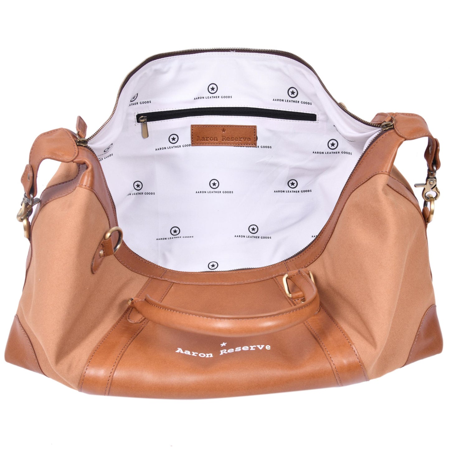 Durable Leather Canvas Weekender Duffle Bag- Coffee