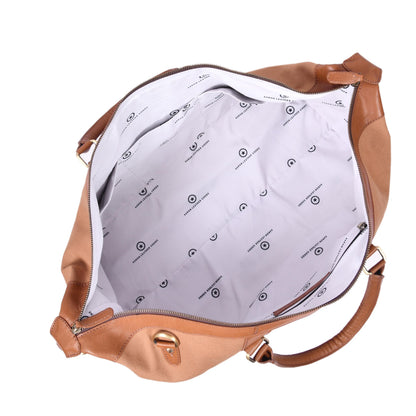 Durable Leather Canvas Weekender Duffle Bag- Coffee