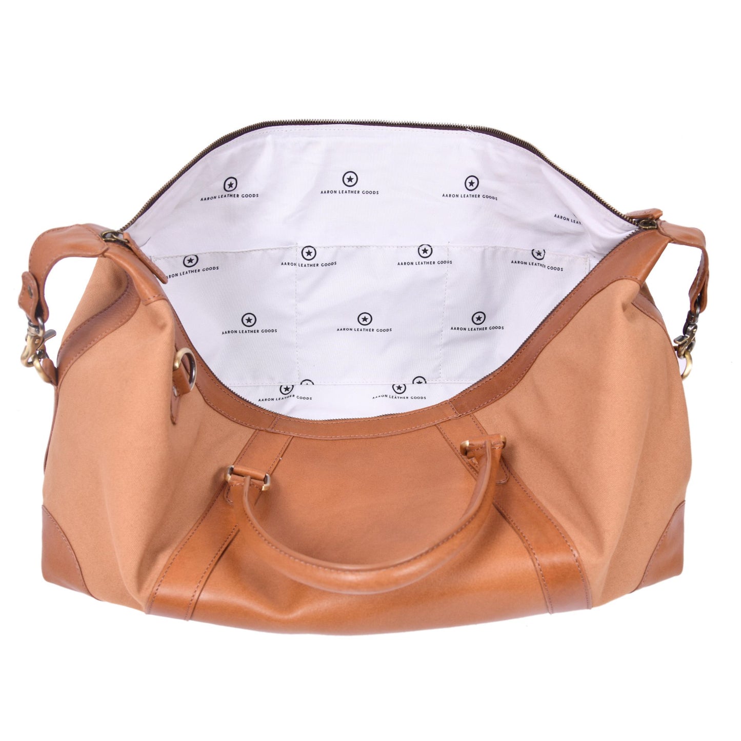 Durable Leather Canvas Weekender Duffle Bag- Coffee