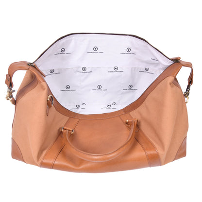 Durable Leather Canvas Weekender Duffle Bag- Coffee