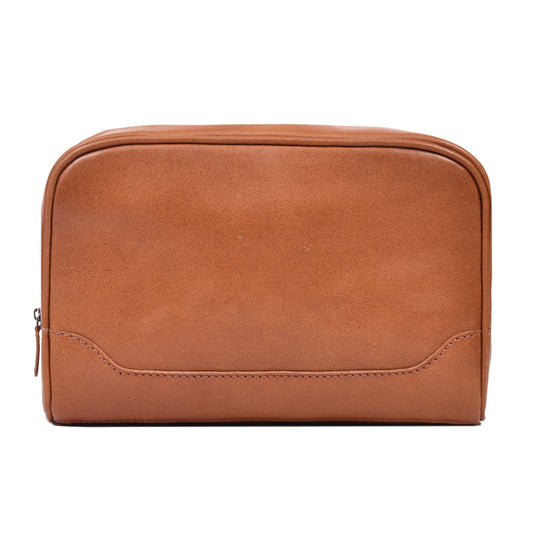 Aaron Reserve Tan Leather Toiletry Pouch | Premium Travel Organizer