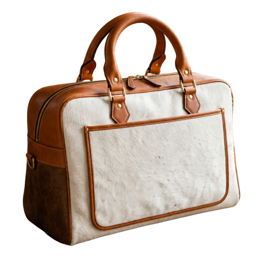 Premium Hair-On Leather Weekender Duffle Bag – Luxury Travel Carryall