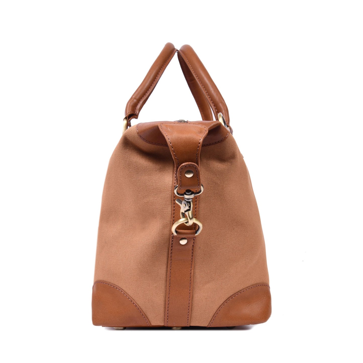 Durable Leather Canvas Weekender Duffle Bag- Coffee