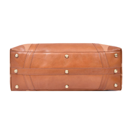 Durable Leather Canvas Weekender Duffle Bag- Coffee