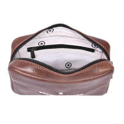 Aaron Reserve Tan Leather Utility Pouch | Premium Travel Organizer