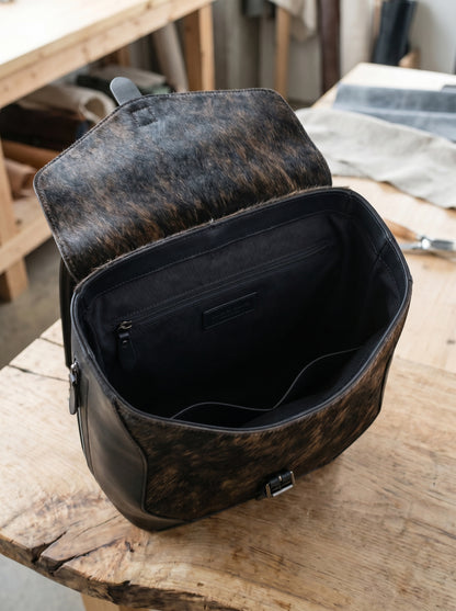 Handcrafted Leather & Hairon Flap Backpack