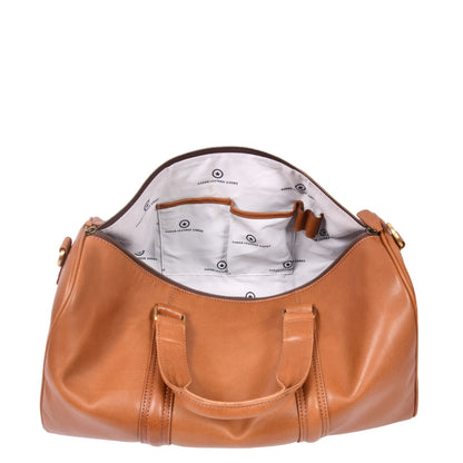 Classic Leather Duffle Bag with Shoulder Strap