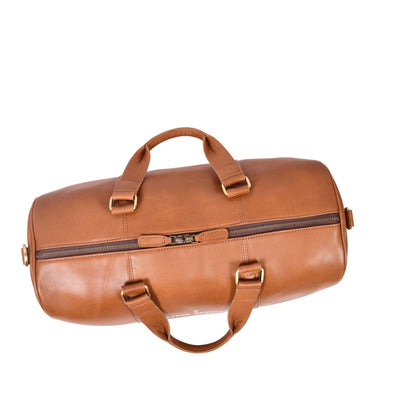 Classic Leather Duffle Bag with Shoulder Strap