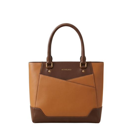 Elegant Dual-Tone Leather Tote Bag for Women