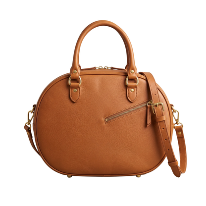 Elegant Round Leather Satchel Bag for Women
