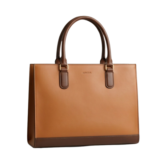 Luxury Dual-Tone Leather Executive Tote Bag