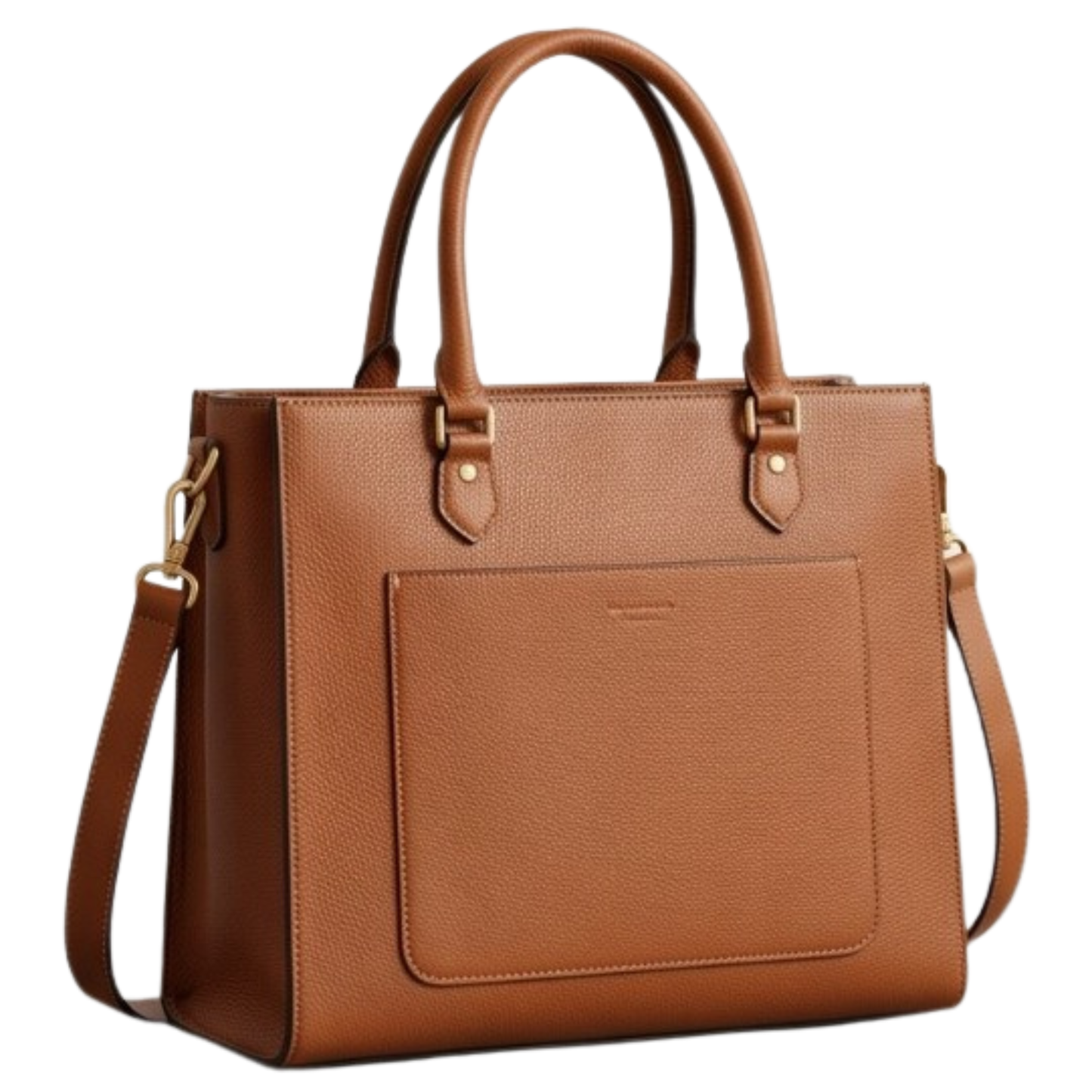 Tan Leather Structured Office Tote Bag for Women
