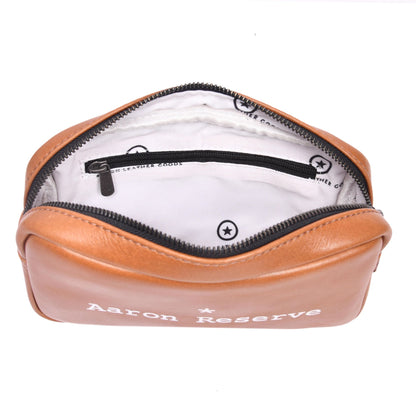 Aaron Reserve Tan Leather Utility Pouch | Premium Travel Organizer