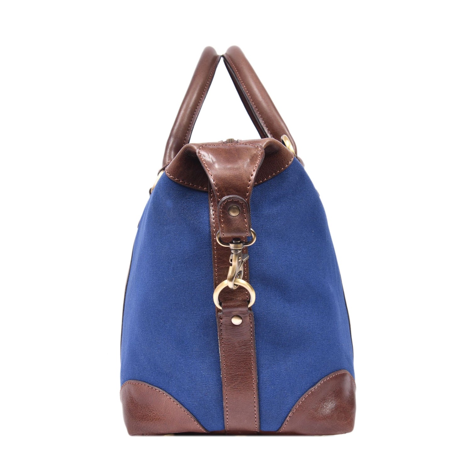 Durable Leather Canvas Weekender Duffle Bag- Navy