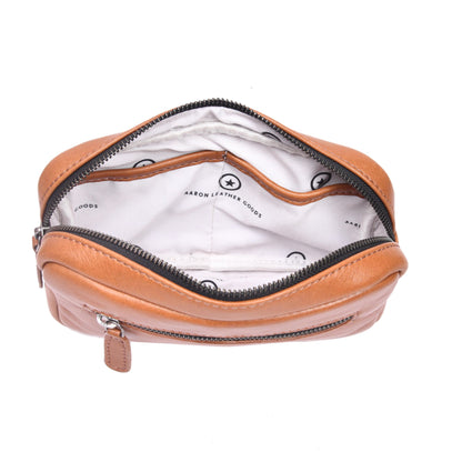 Aaron Reserve Tan Leather Utility Pouch | Premium Travel Organizer