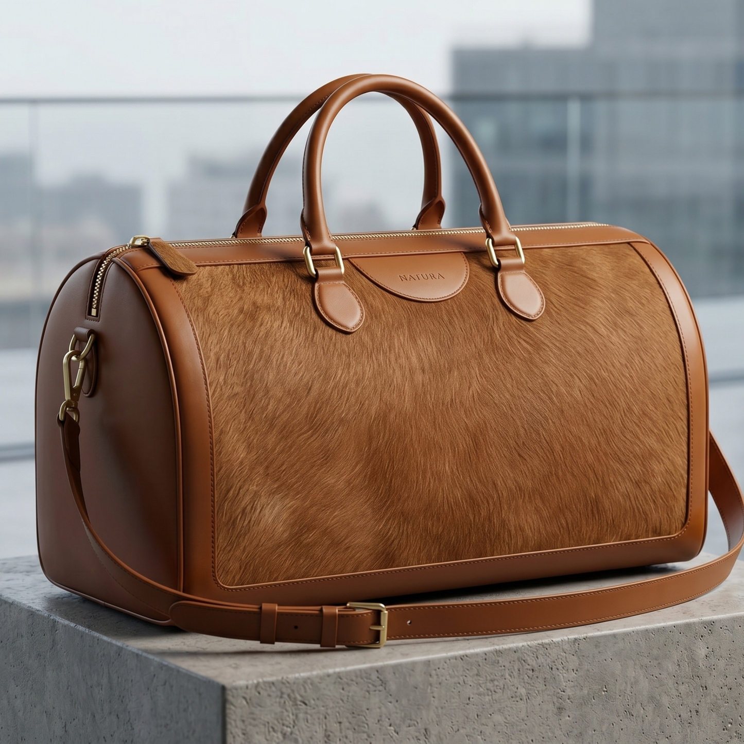 Natura Hairon Leather Weekender Bag – Luxury Handmade Travel Duffel
