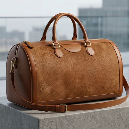 Natura Hairon Leather Weekender Bag – Luxury Handmade Travel Duffel