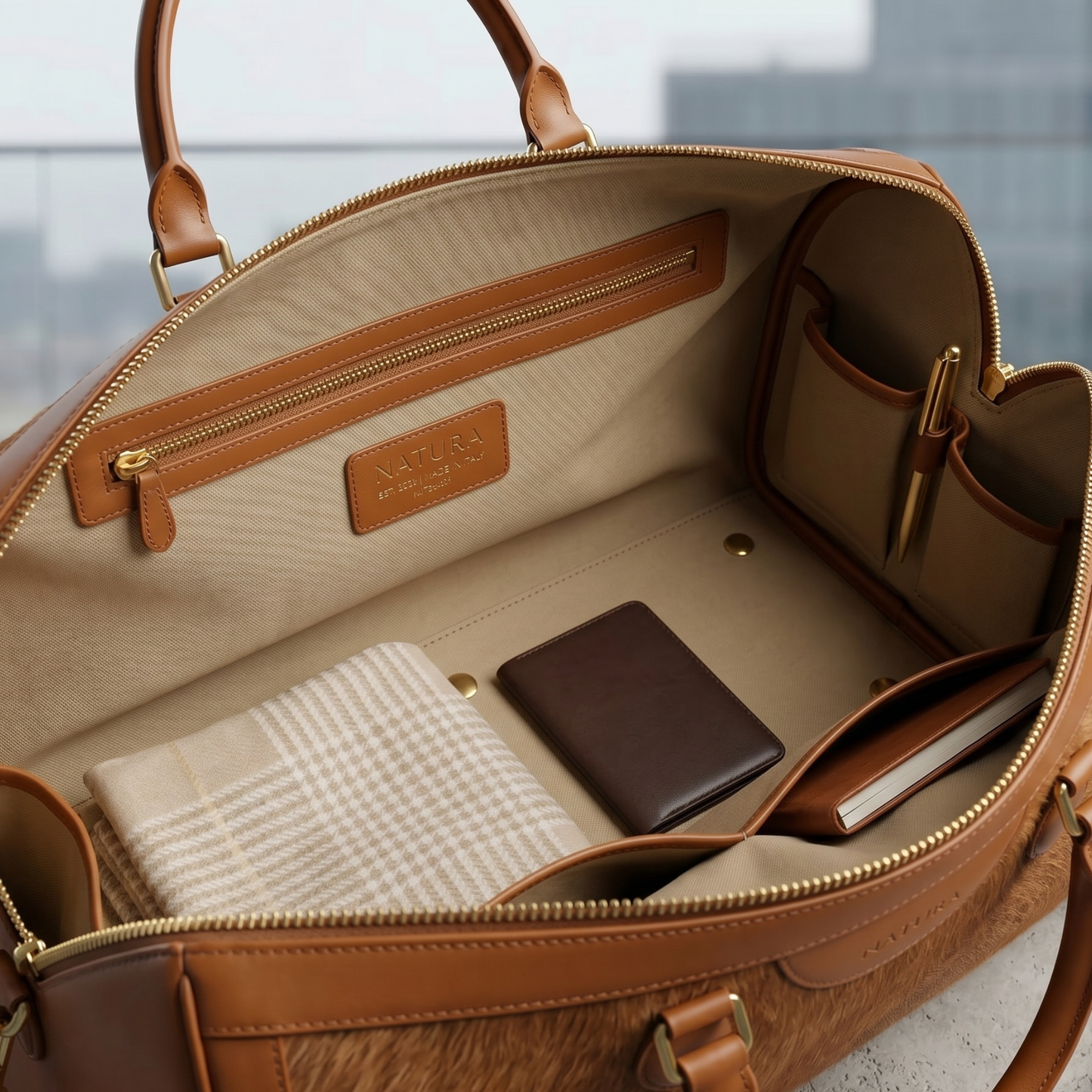 Natura Hairon Leather Weekender Bag – Luxury Handmade Travel Duffel