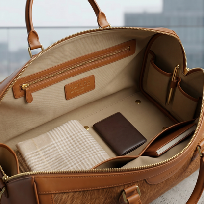 Natura Hairon Leather Weekender Bag – Luxury Handmade Travel Duffel