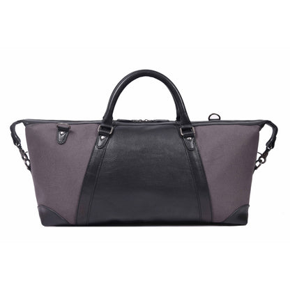 Durable Leather Canvas Weekender Duffle Bag- Grey