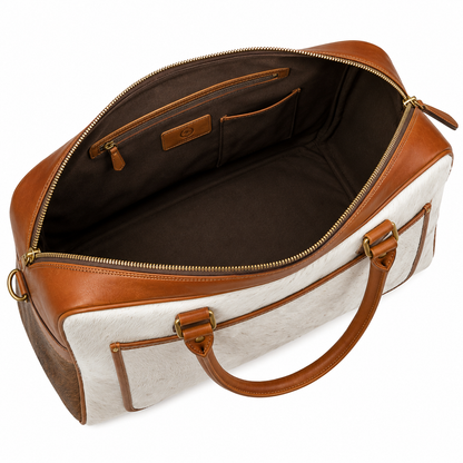 Premium Hair-On Leather Weekender Duffle Bag – Luxury Travel Carryall