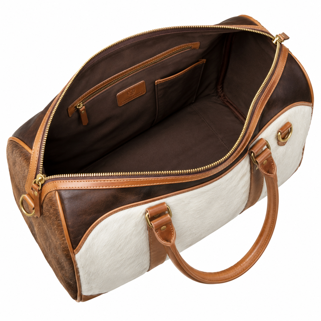 Premium Hair-On Leather Duffle Bag – Handmade Cowhide Travel Weekender for Men & Women