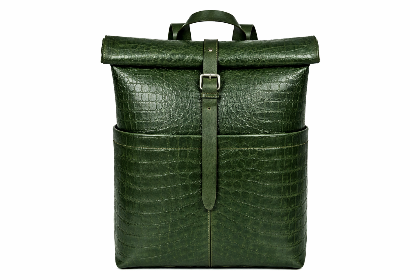 Premium Full Grain Leather Roll Top Backpack for Men & Women