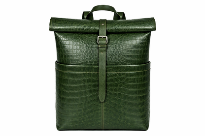 Premium Full Grain Leather Roll Top Backpack for Men & Women