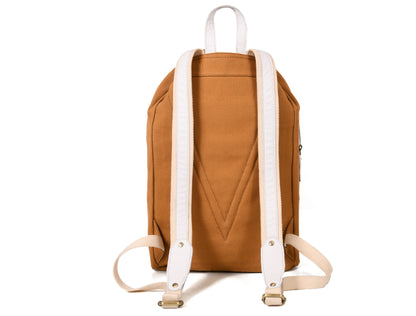 Vintage Tan Canvas Backpack with Leather Straps