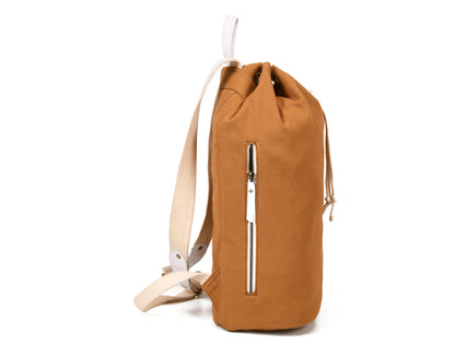 Vintage Tan Canvas Backpack with Leather Straps
