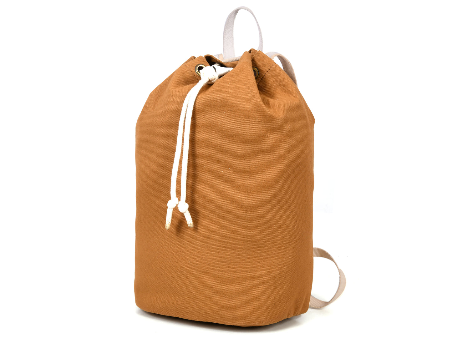 Vintage Tan Canvas Backpack with Leather Straps