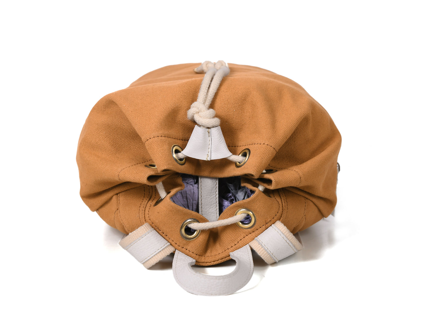 Vintage Tan Canvas Backpack with Leather Straps