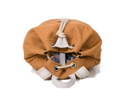 Vintage Tan Canvas Backpack with Leather Straps