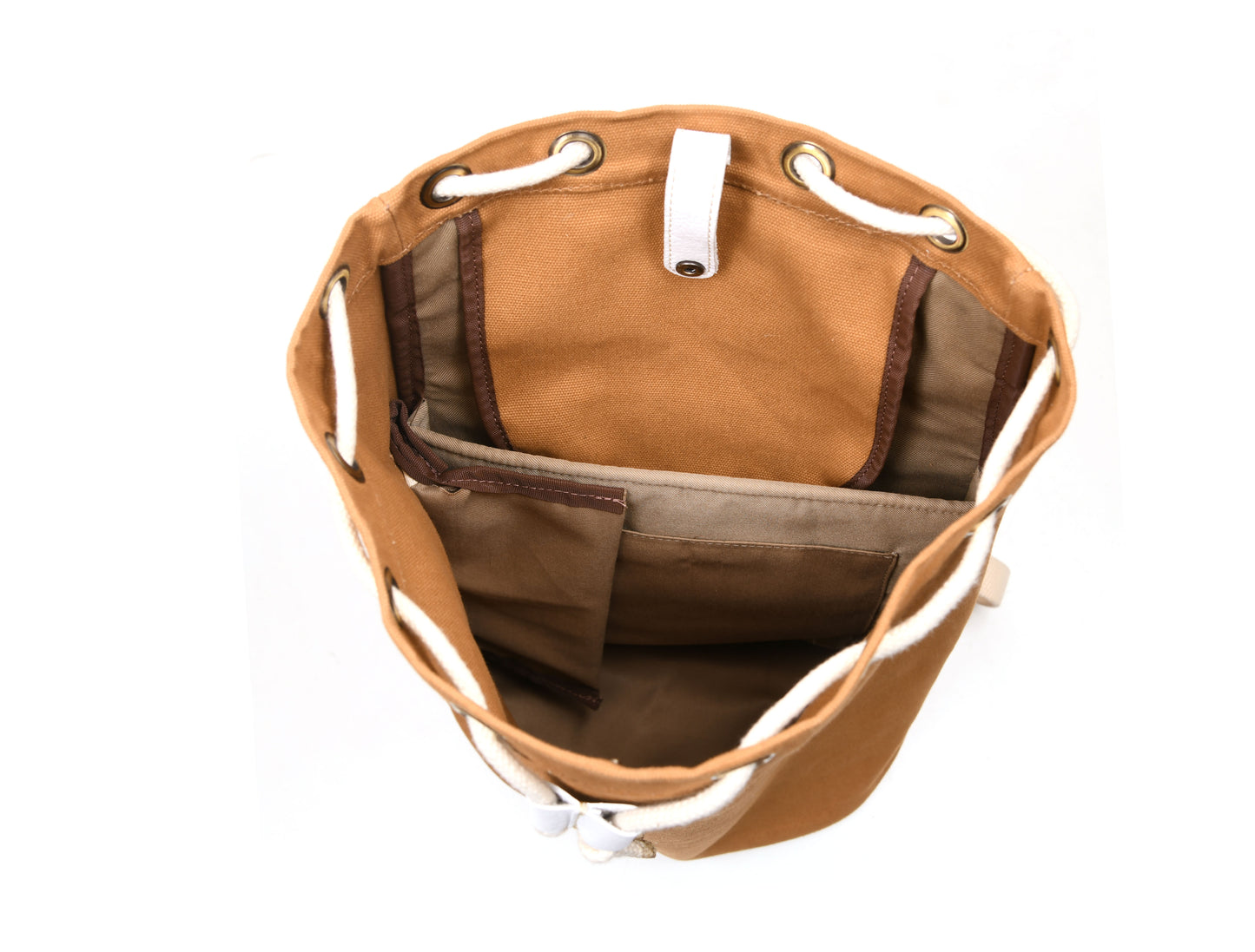 Vintage Tan Canvas Backpack with Leather Straps