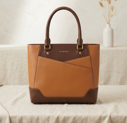 Elegant Dual-Tone Leather Tote Bag for Women
