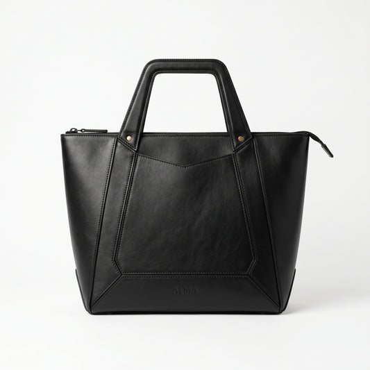 Modern Black Leather Tote Bag for Women – Premium Everyday Work Tote