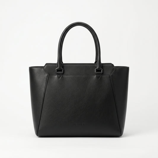 Elegant Black Leather Tote Bag for Women – Premium Work & Everyday Handbag