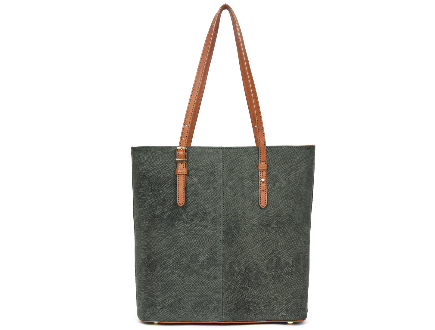 Olive Textured Leather Ladies Tote Bag