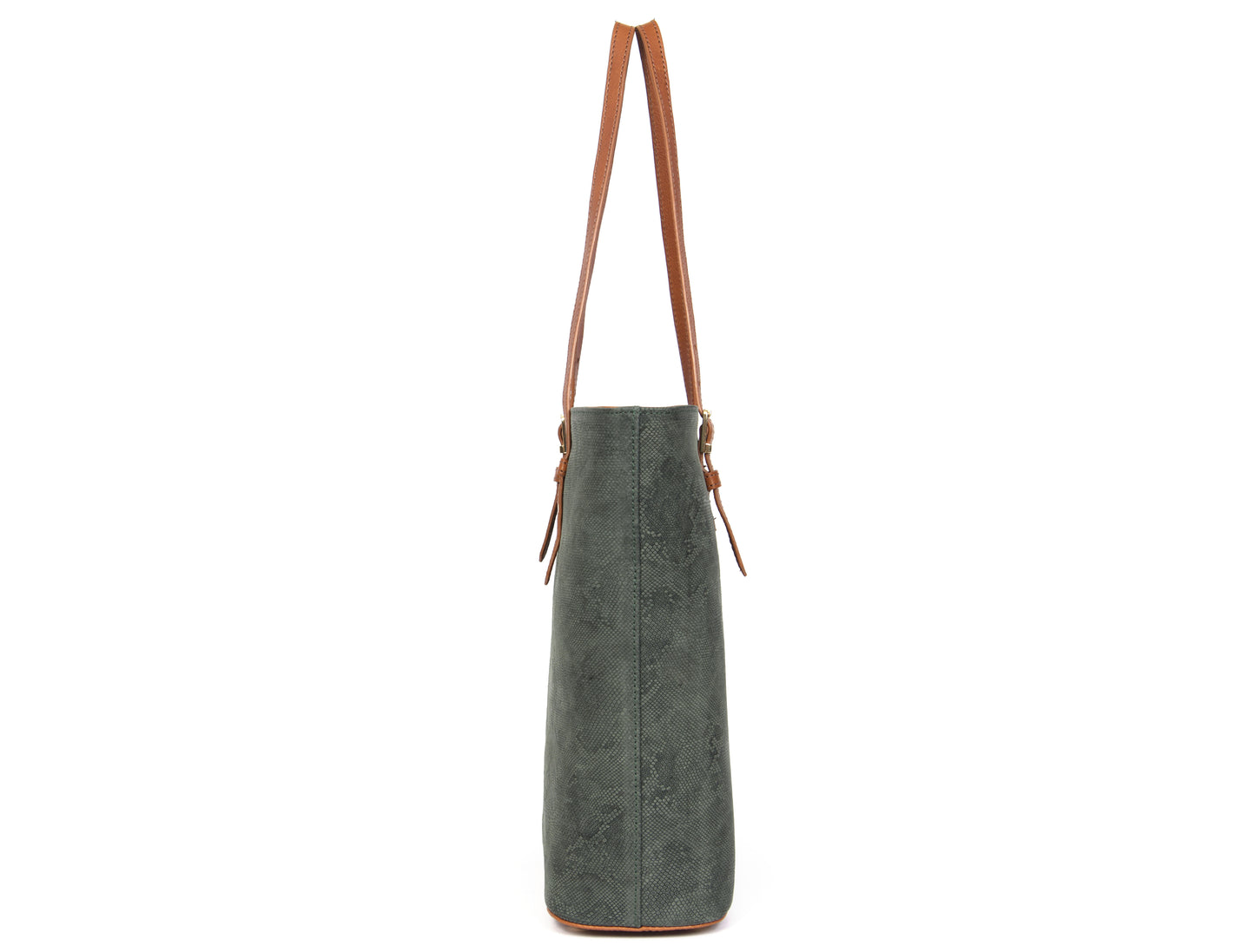 Olive Textured Leather Ladies Tote Bag