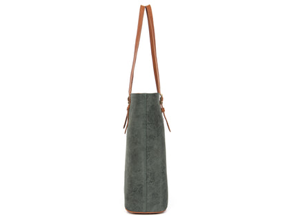 Olive Textured Leather Ladies Tote Bag