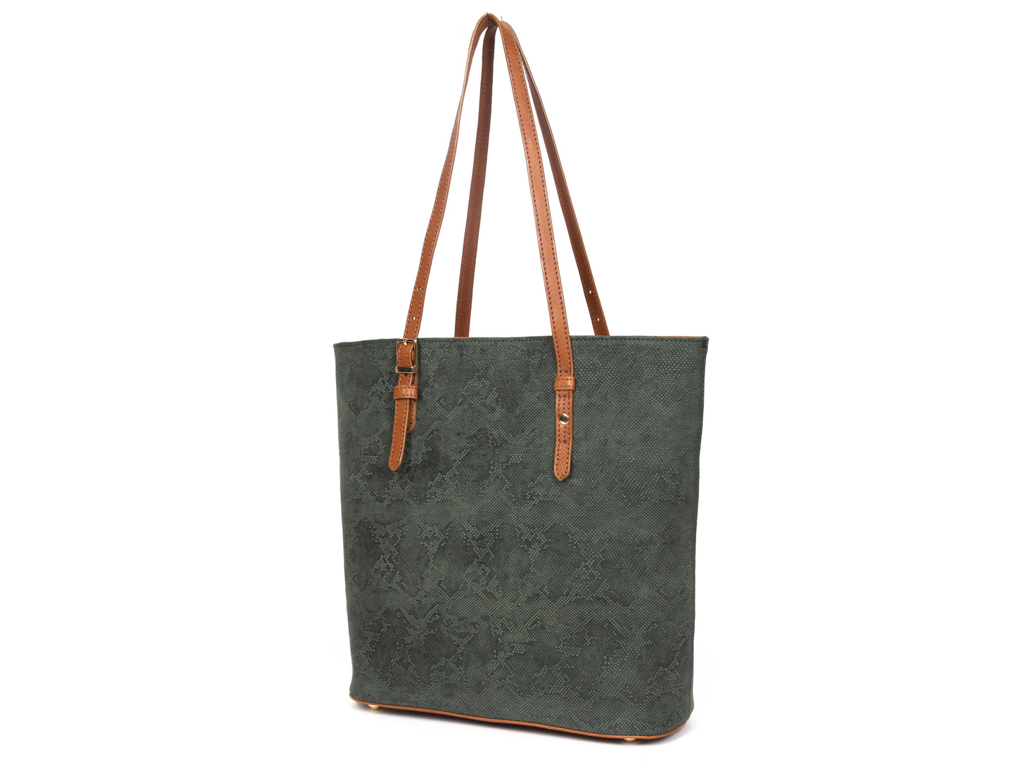 Olive Textured Leather Ladies Tote Bag