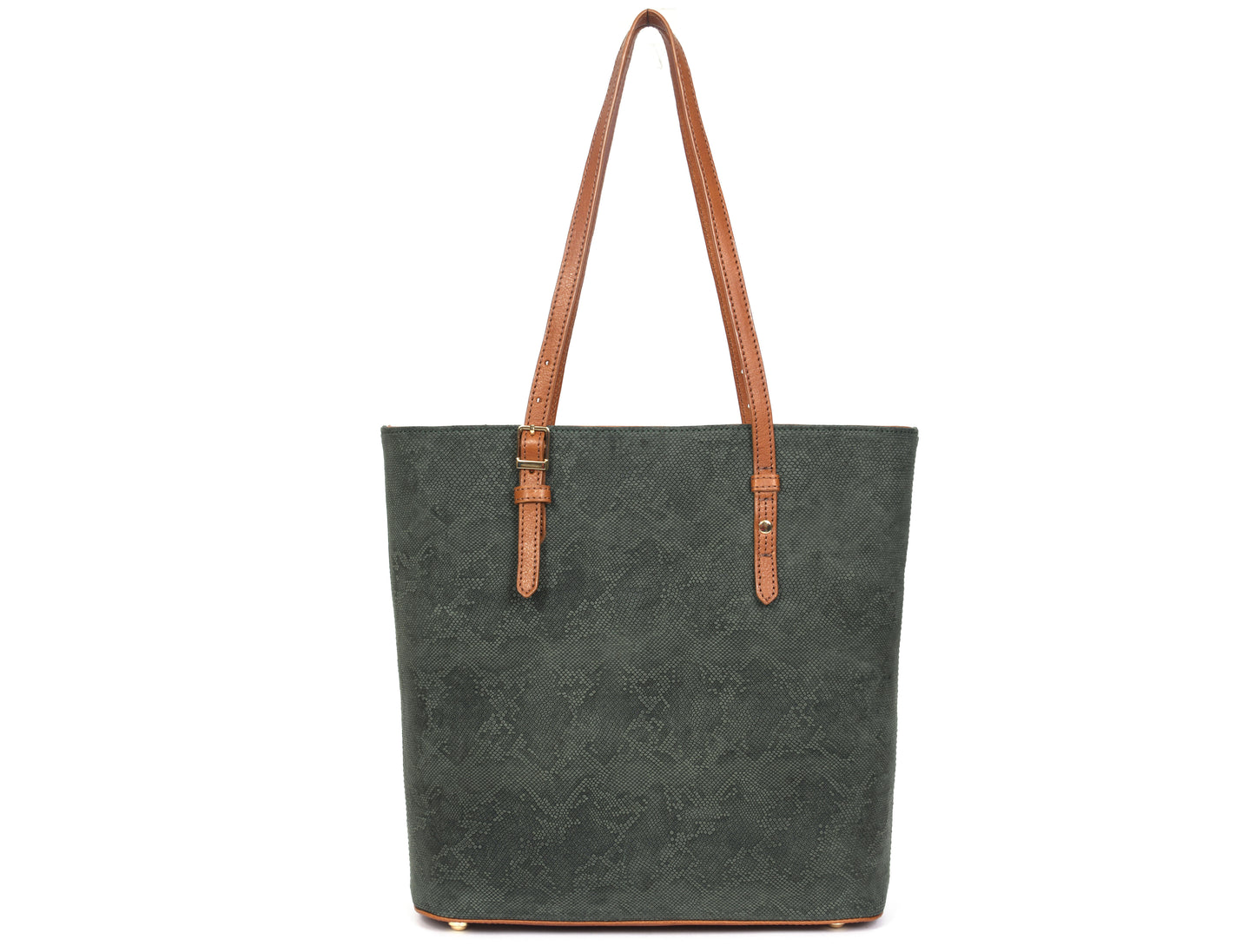 Olive Textured Leather Ladies Tote Bag
